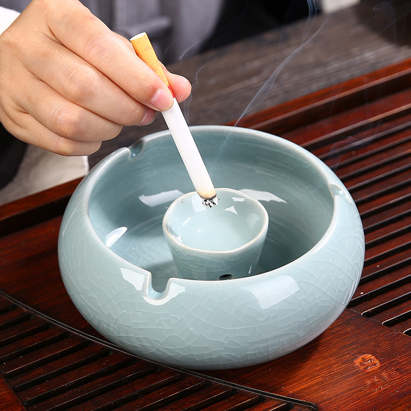 Crackle Design Ceramic Smoking Cigar Ashtray