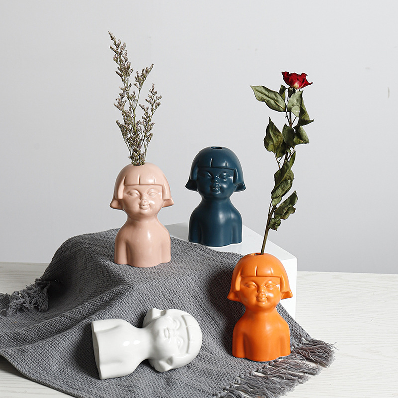 Girl Doll Design Ceramic Flower Vase
