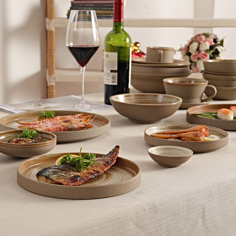 Retro Brown Design Ceramic Dinnerware Sets