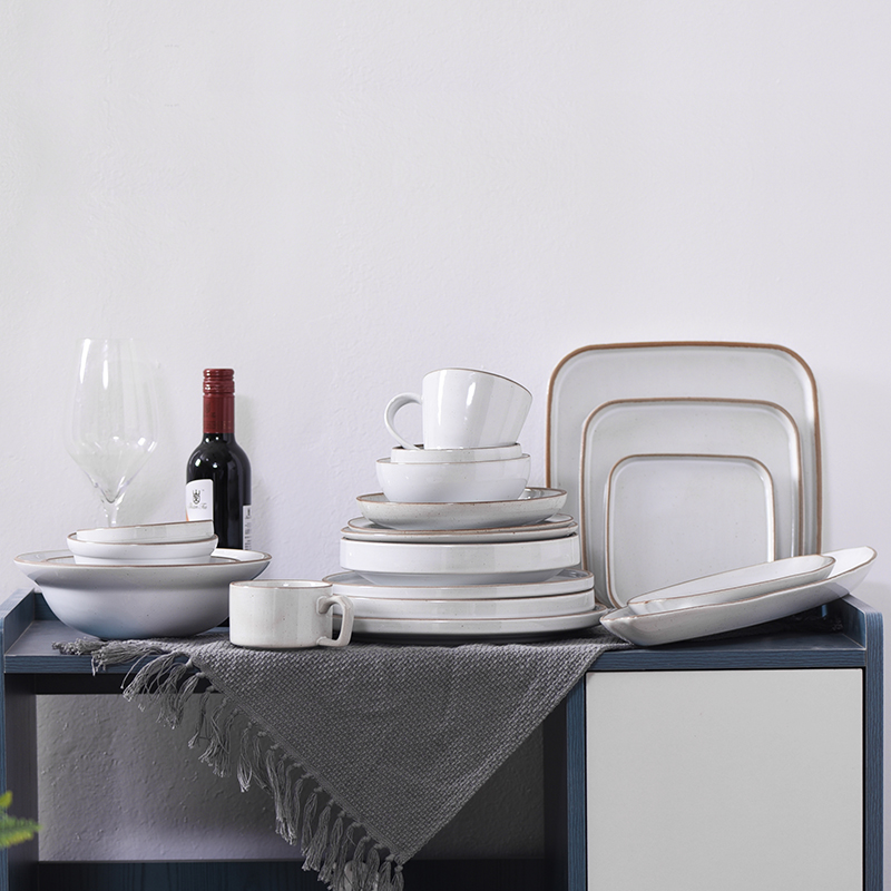 Antique White Stoneware Ceramic Tableware Sets