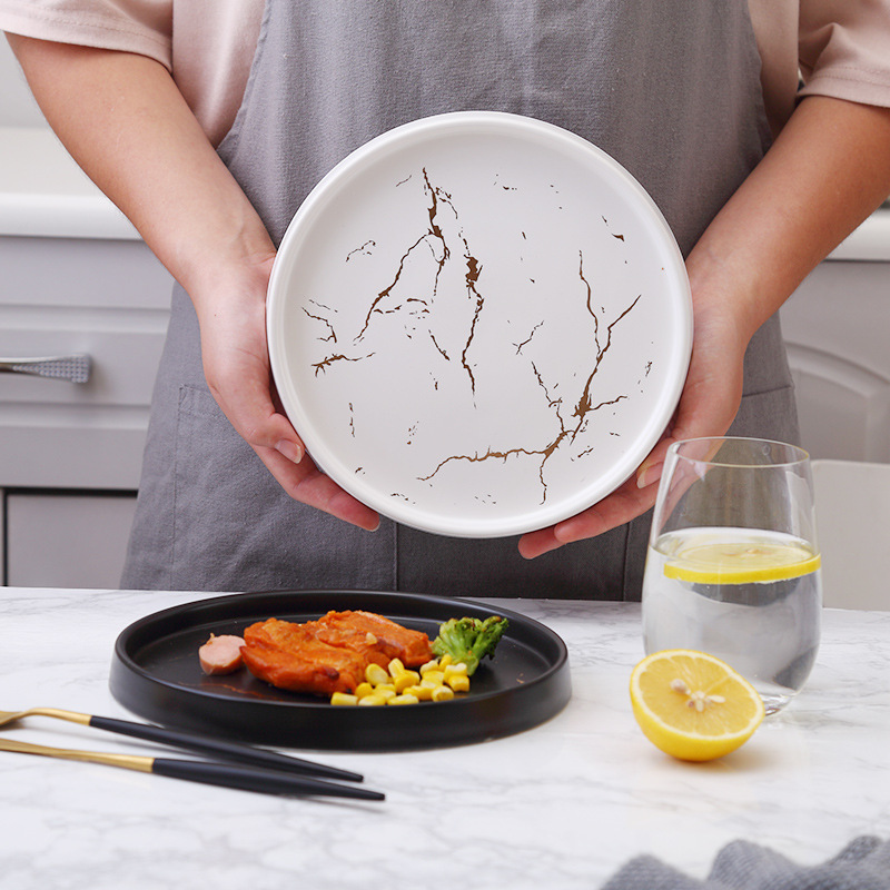 8" / 10" Marble Color Ceramic Steak Plate