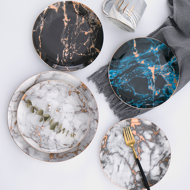 Modern Luxury 8" / 10" Ceramic Plate with Gold Inlay