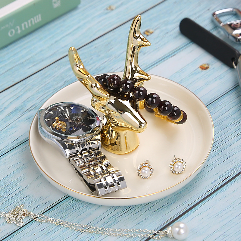 Antler Pattern Ceramic Jewelry Dish Plate