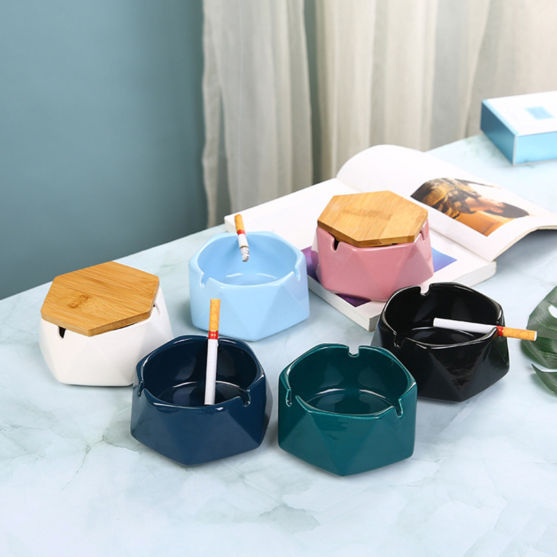 Geometric Shape Home Decor Ceramic Ashtray