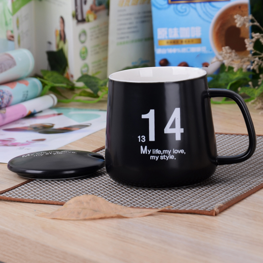 1314 Matte Black / White Finish Ceramic Cup