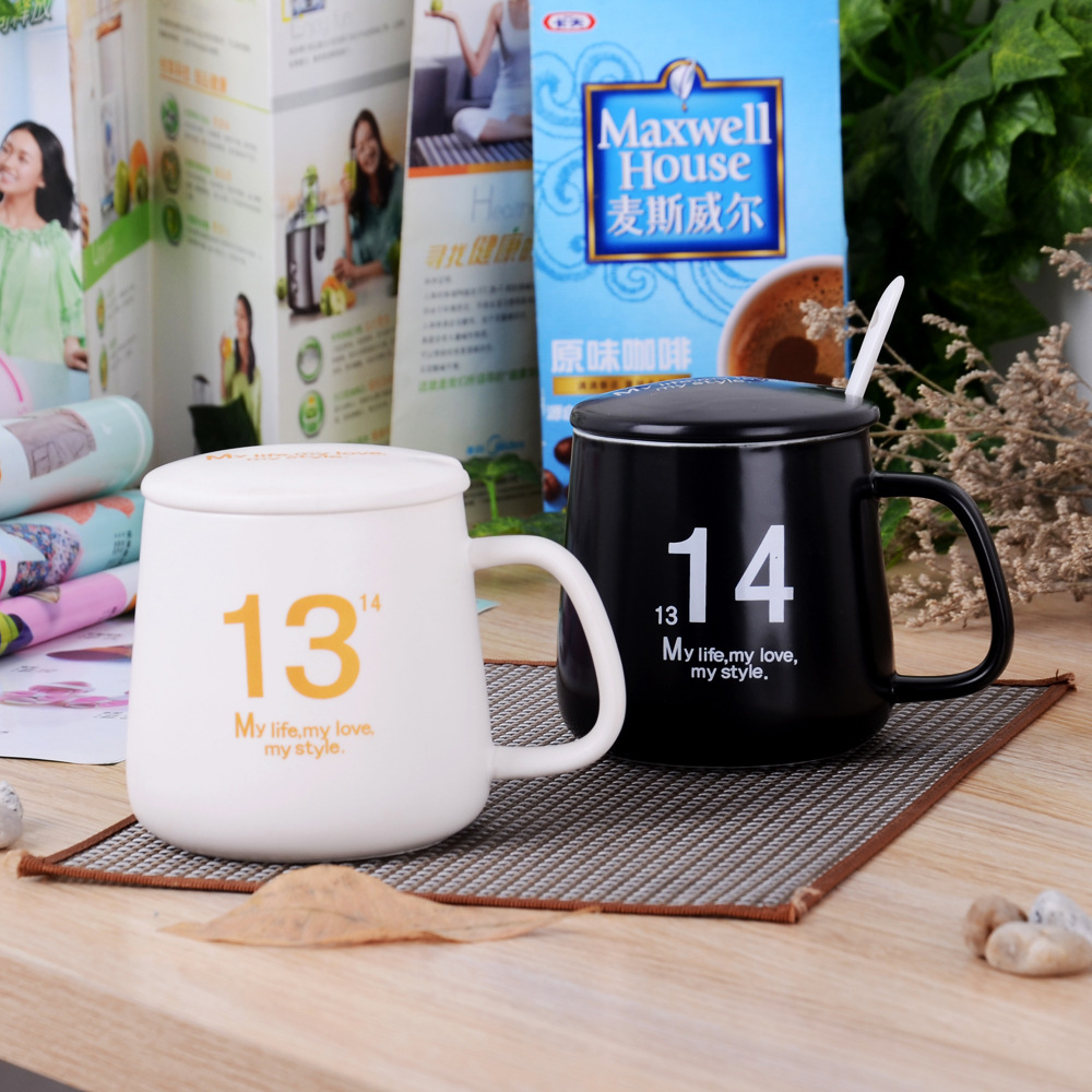 350ml Matte Black / White Ceramic Coffee Mug Cup