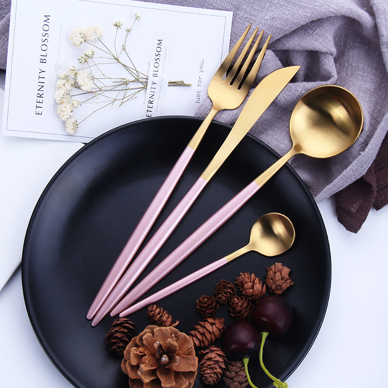 Factory Wholesale 4pcs/set Rose Gold Cutlery