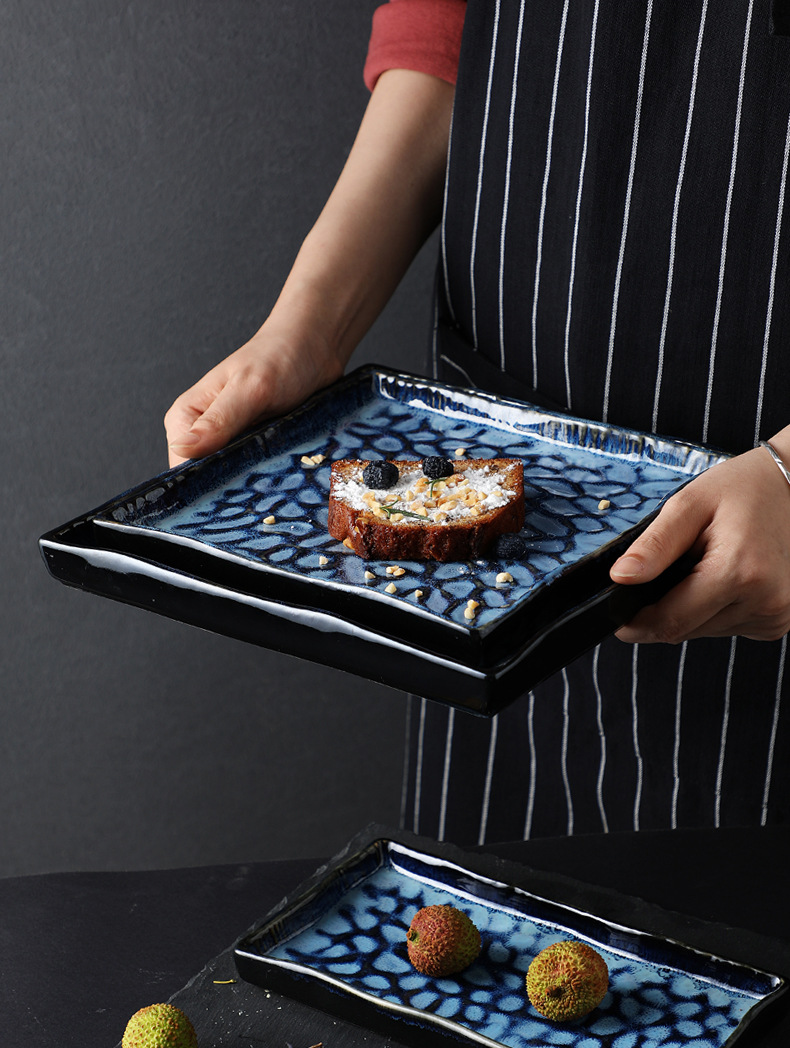 8.5" / 10"  Embossed Pattern Square Ceramic Plate