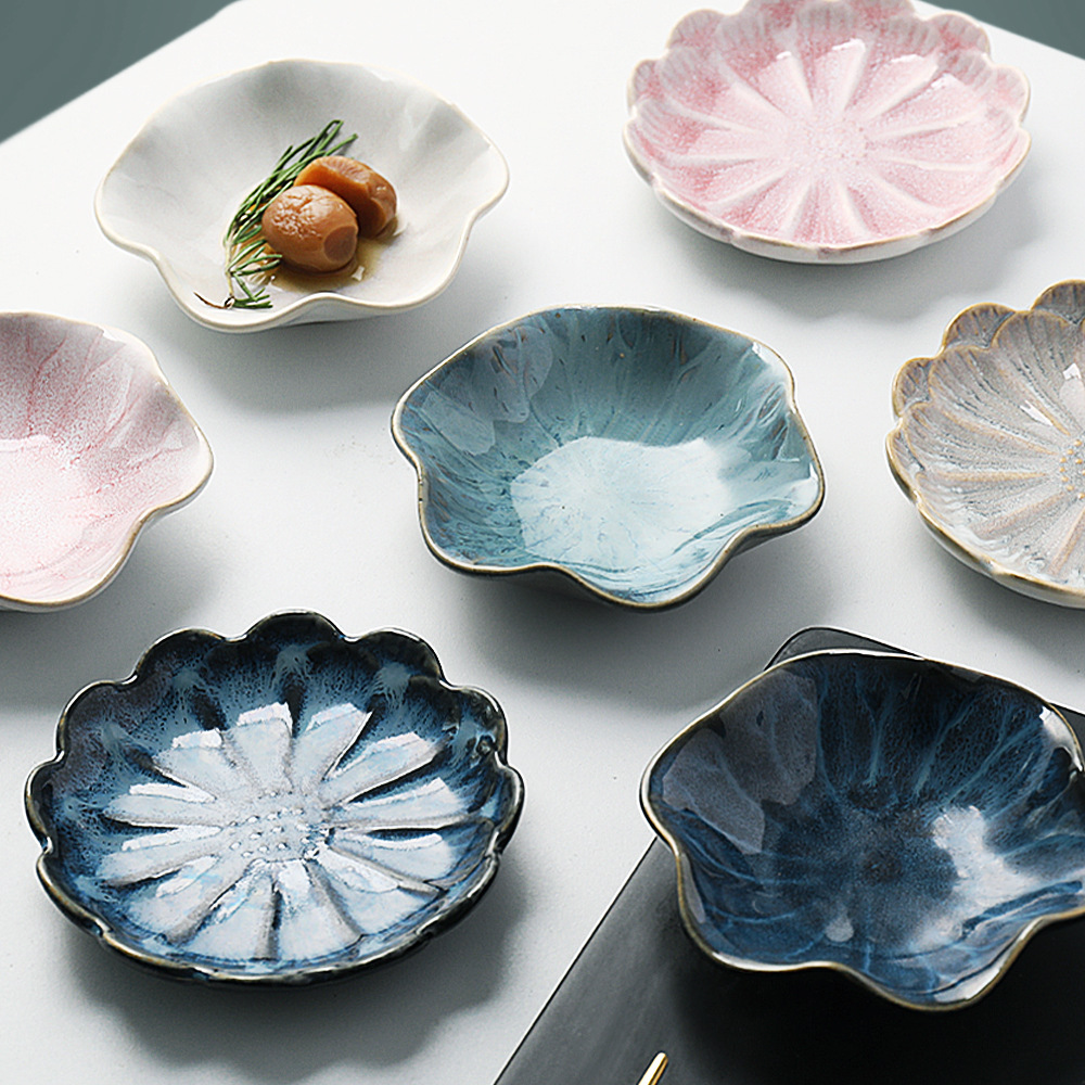 4" Irregular Ruffle Shape Ceramic Dishes Plate