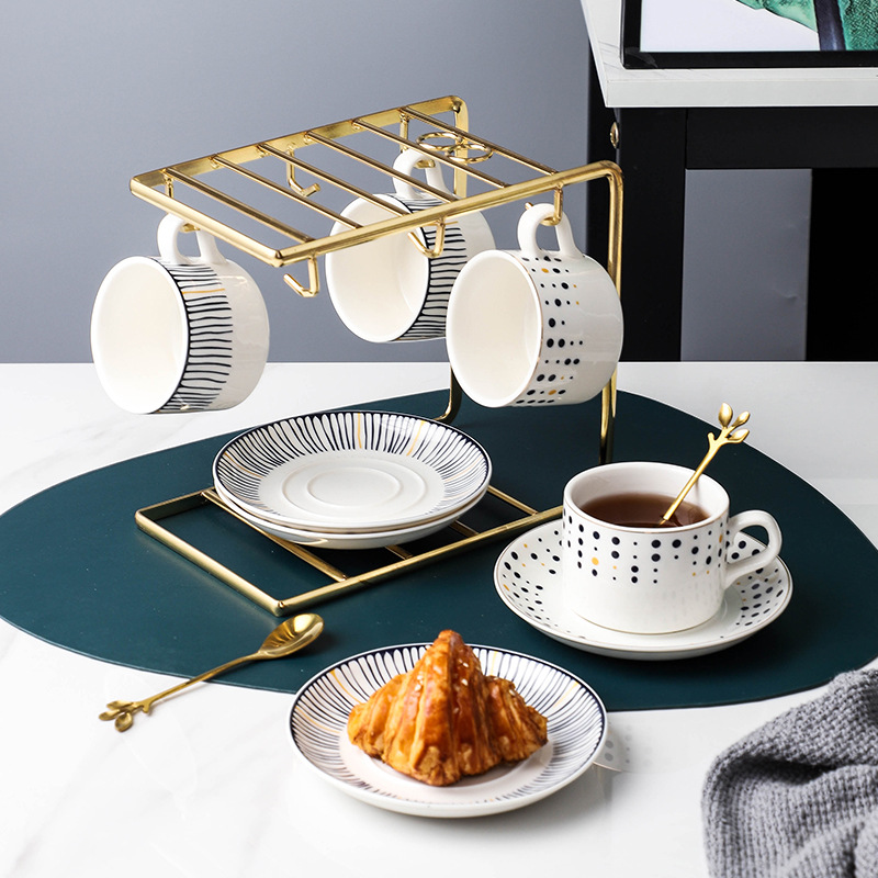 150ml Tea Cup Spoon Sets With Iron Rack