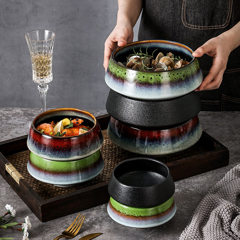 Retro 5/6/8 Inch Irregular Stoneware Soup Bowl