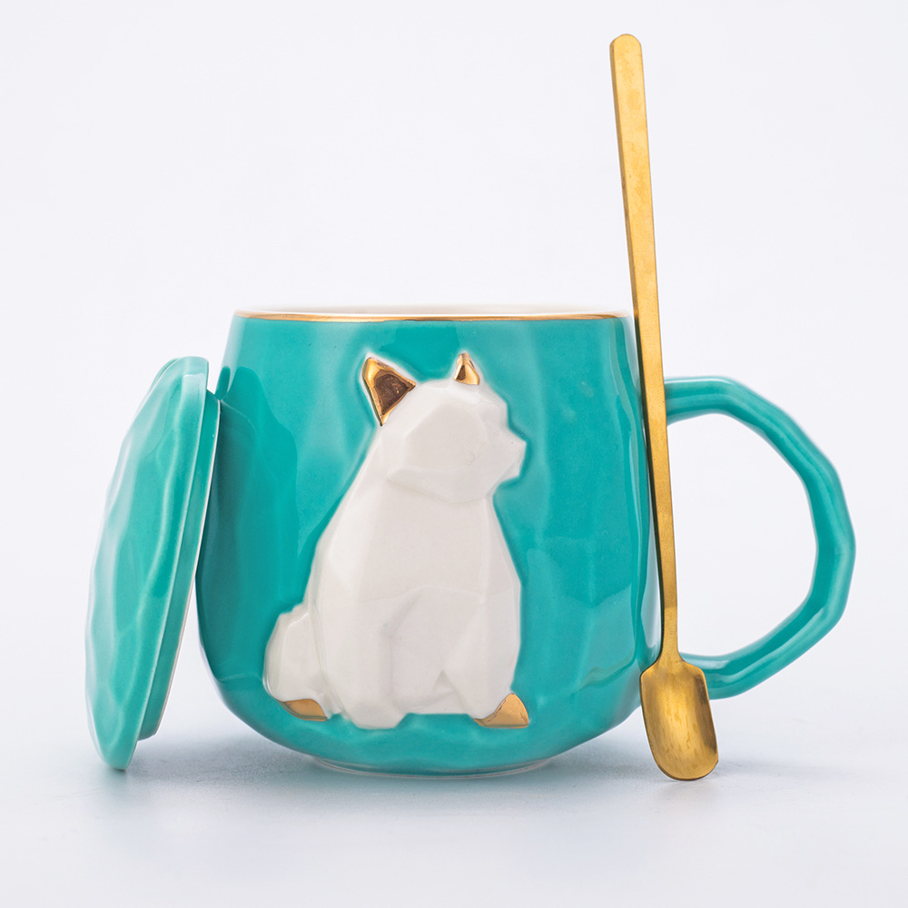 400ml 14oz 3D Animal Embossed Ceramic Mug